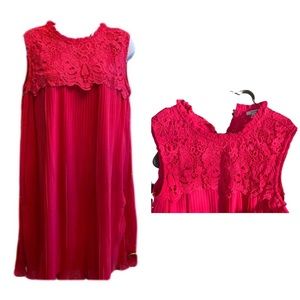 NWT pink josifl pleated and lace dress